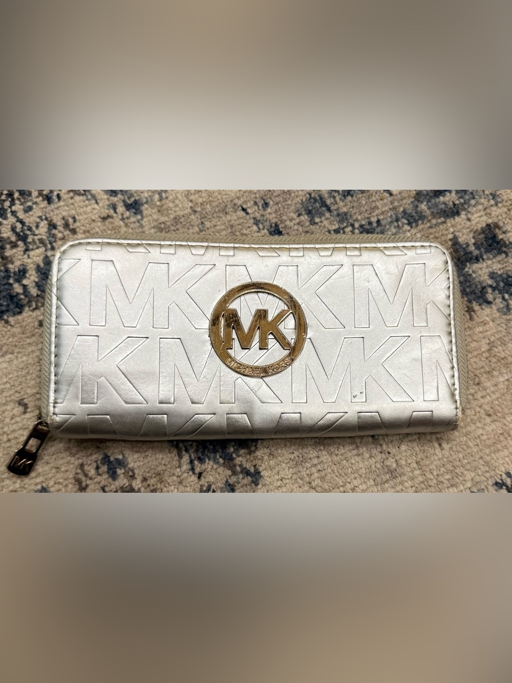 Michael Kors Jet Set Travel Metallic Logo Embossed Continental Wallet